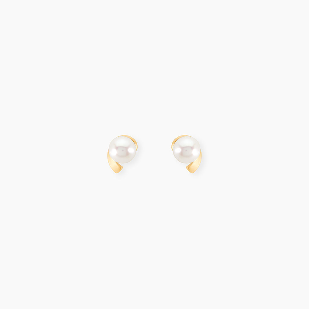 Boucles D'oreilles Puces Odelle Or Jaune Perle De Culture - Clous d'oreilles Femme | Histoire d’Or