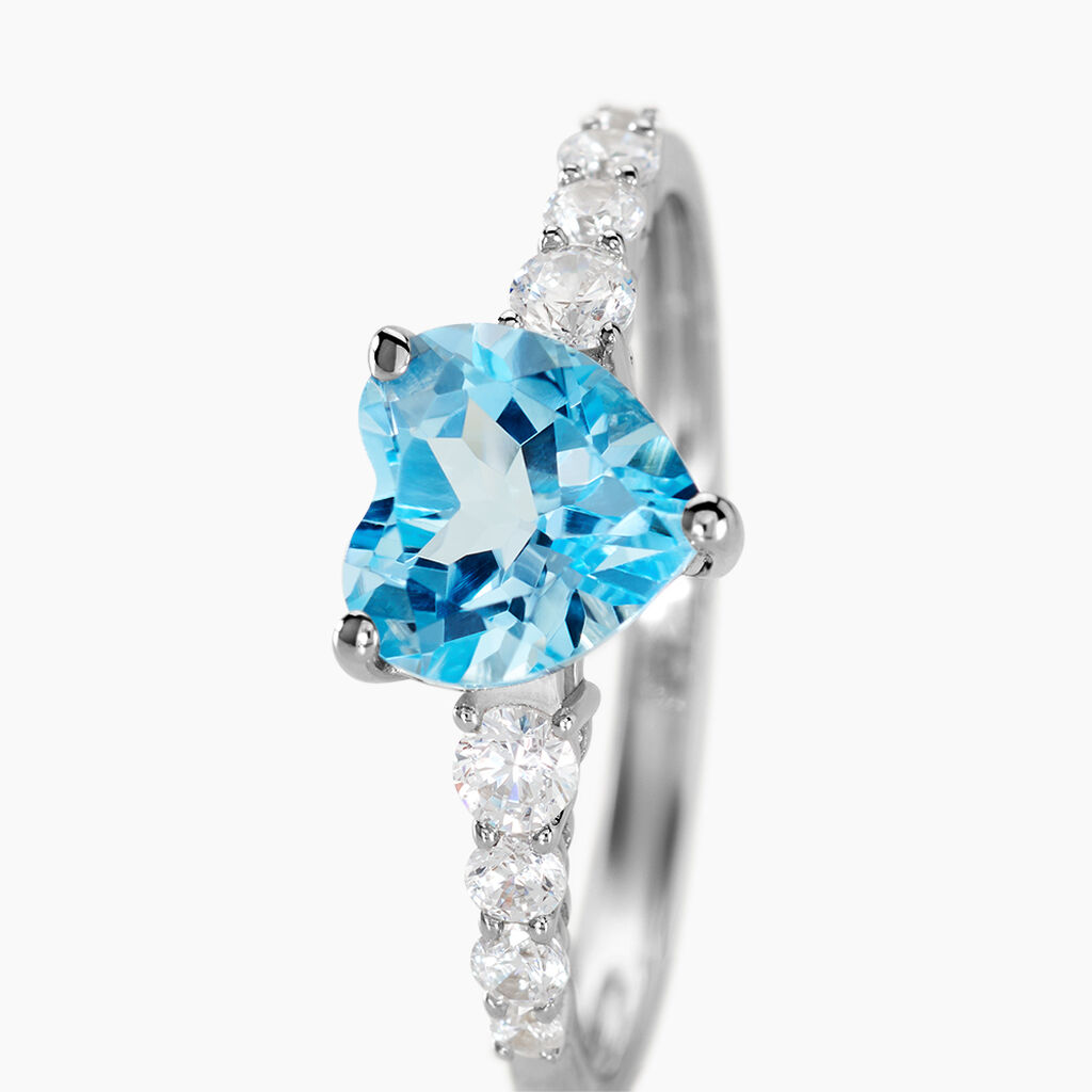 Bague Fany Or Blanc Topaze Et Oxyde De Zirconium - Bagues solitaires Femme | Histoire d’Or