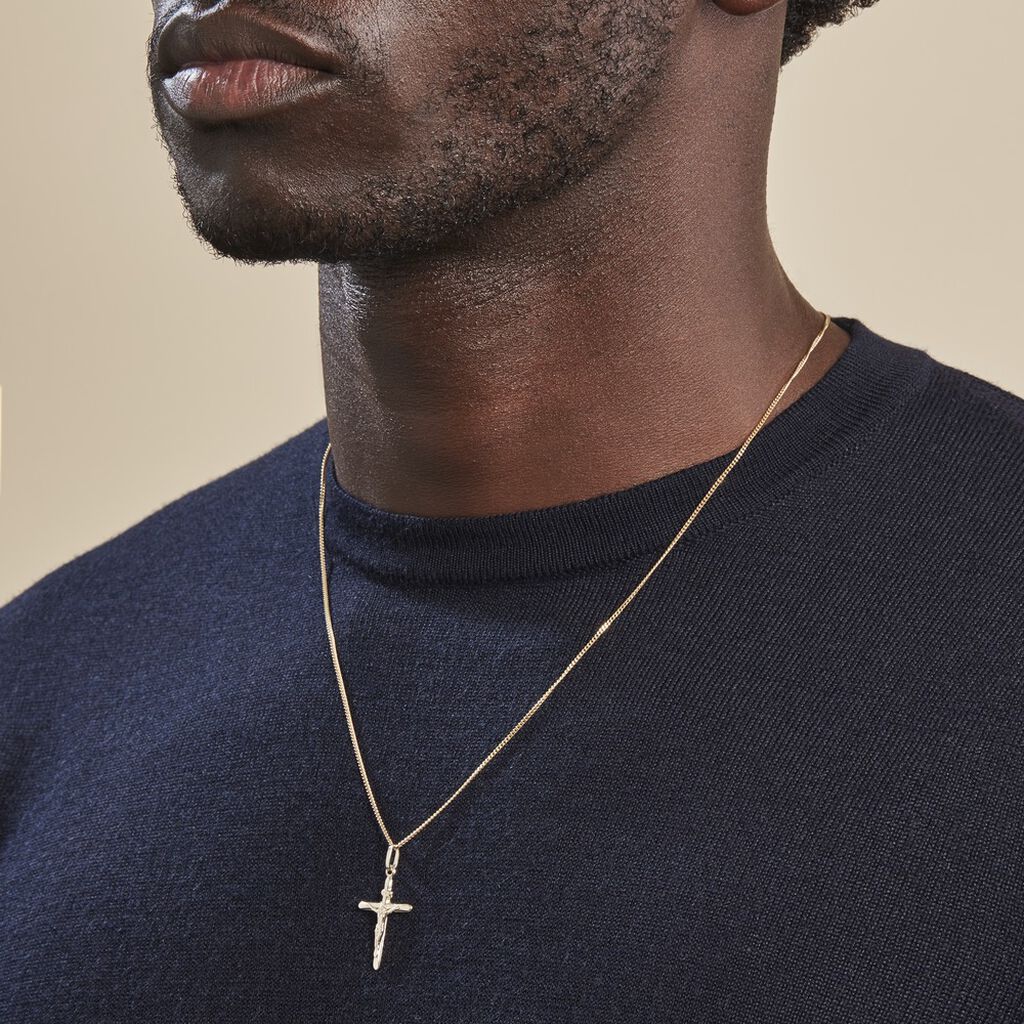 Pendentif Damian Croix Or Jaune - Pendentifs Baptême Unisex | Histoire d’Or