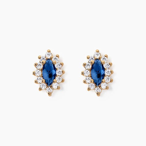 Boucles D'oreilles Puces Lisea Plaqué Or Verre Et Oxyde De Zirconium - Boucles d'oreilles fantaisie Femme | Histoire d’Or