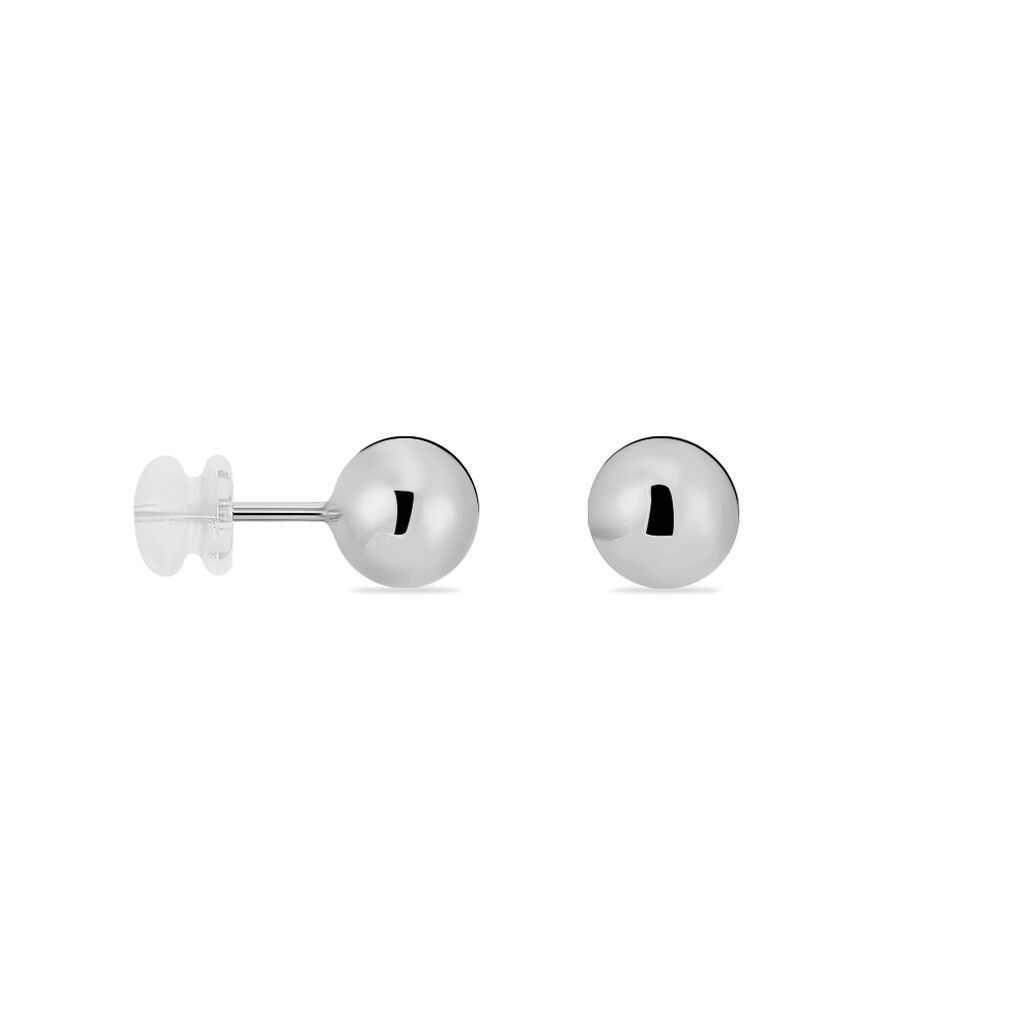Boucles D'oreilles Puces Fidelia Boule Or Blanc - Clous d'oreilles Femme | Histoire d’Or