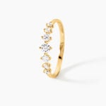 Bague Sunday Argent Dor&eacute; A L'Or 750/1000 Oxyde De Zirconium - Bagues solitaires Femme | Histoire d&rsquo;Or