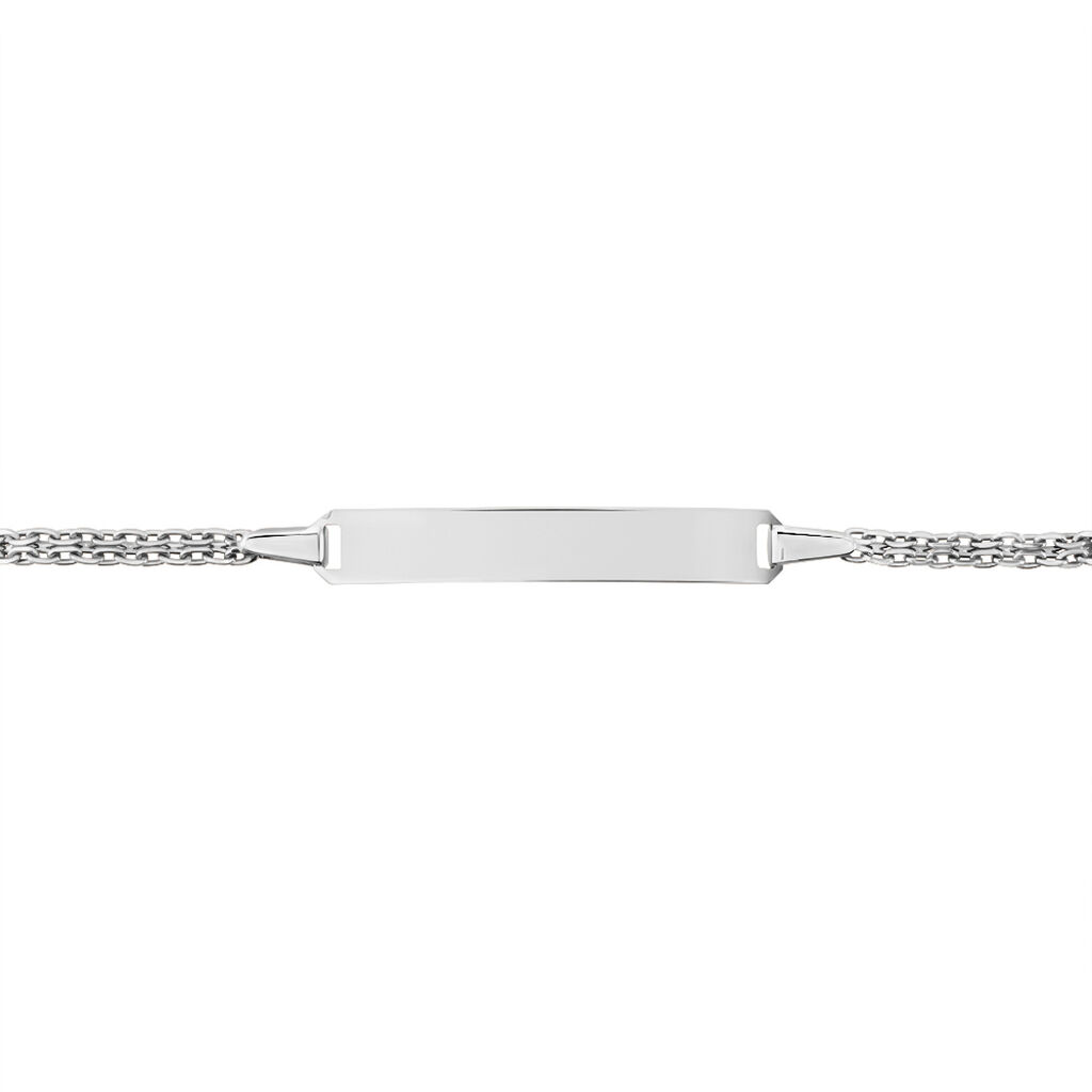 Bracelet Identité Euphenia Maille Bismark Or Blanc - Bracelets Communion Enfant | Histoire d’Or