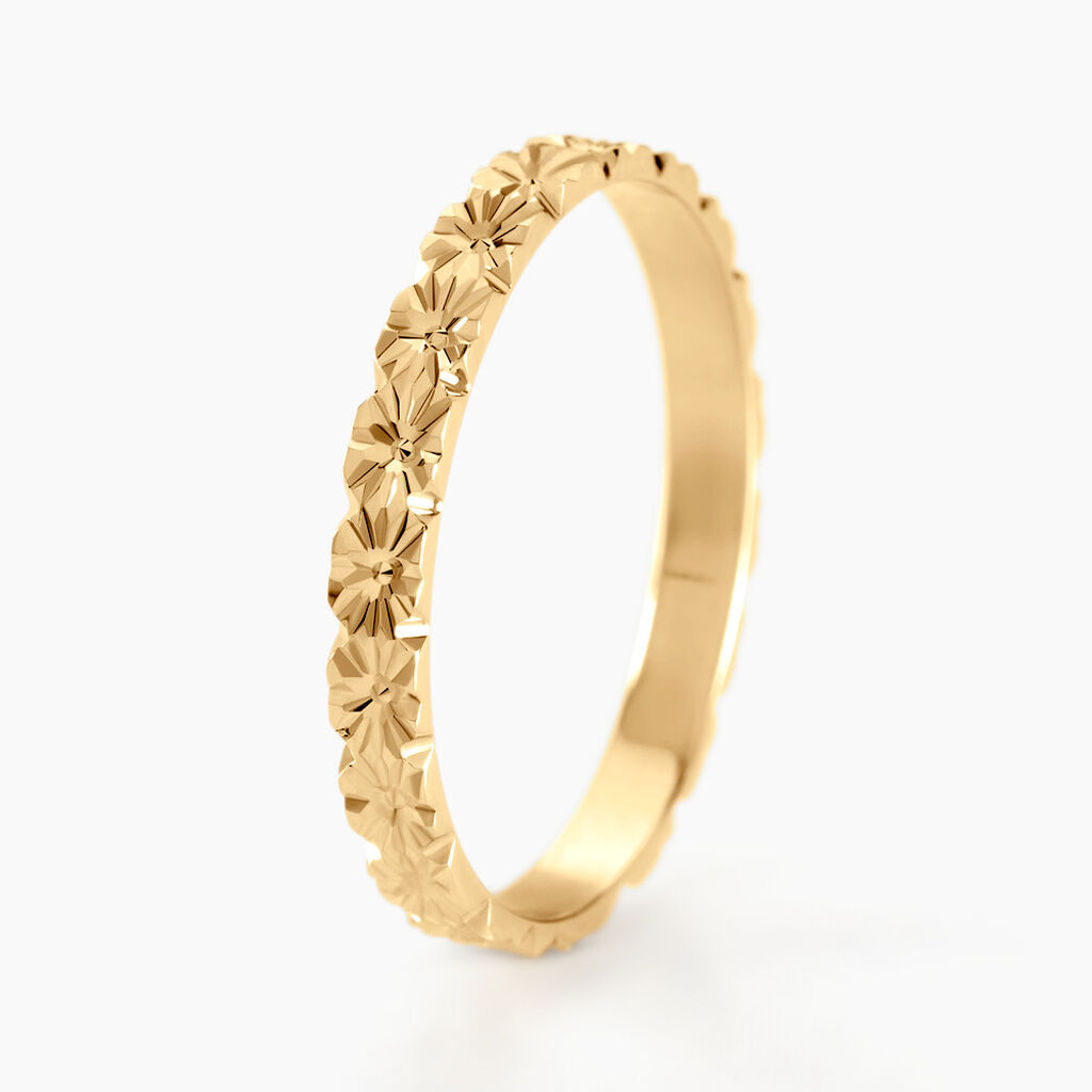 Alliance Fleur Diamantee Ruban Plat Or Jaune - Alliances Unisex | Histoire d&rsquo;Or