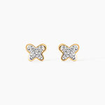 Boucles D'oreilles Puces Or Jaune Cercis Strass - Clous d'oreilles Enfant | Histoire d&rsquo;Or