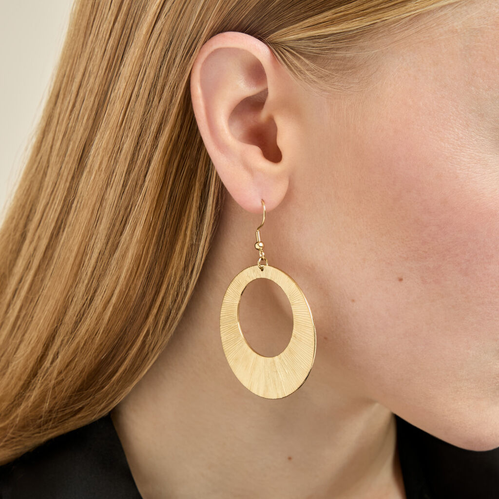 Boucles D'oreilles Pendantes Acier Dor&eacute; Rohan - Boucles d'oreilles pendantes Femme | Histoire d&rsquo;Or