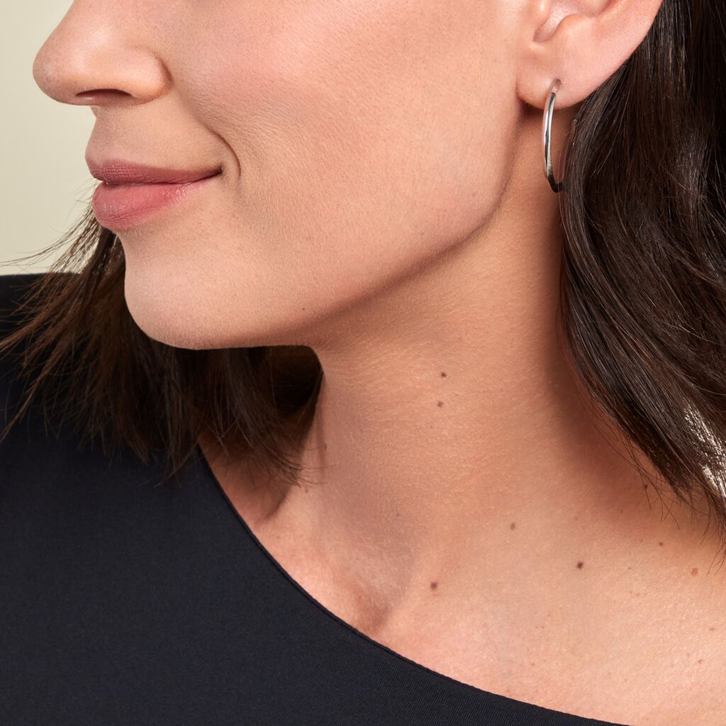 Créoles Tahaa Acier Blanc - Boucles d'oreilles créoles Femme | Histoire d’Or