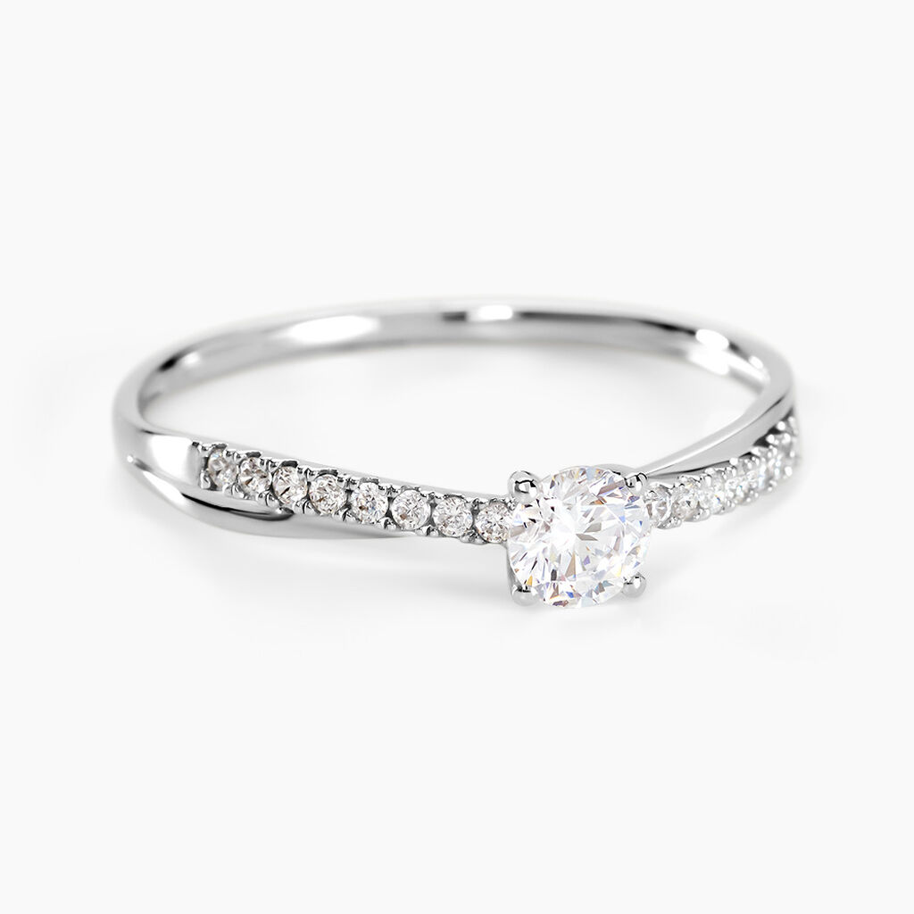 Bague Solitaire Kanel Or Blanc Oxyde De Zirconium - Bagues solitaires Femme | Histoire d’Or