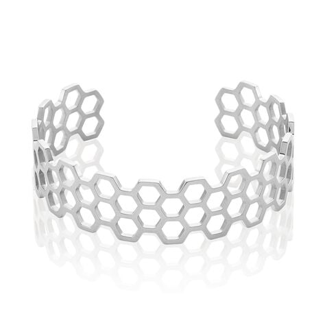 Bracelet Jonc Ouvert Acier Blanc Buglose - Bracelets joncs Femme | Histoire d&rsquo;Or