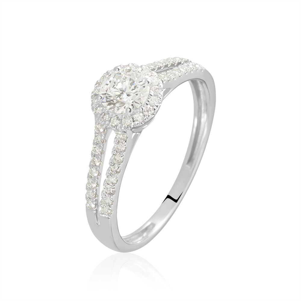 Bague Solitaire Accompagne Sosanna Or Blanc Diamant Synthetique