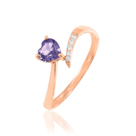 Bague Eva Or Rose Amethyste Et Diamant - Bagues solitaires Femme | Histoire d&rsquo;Or