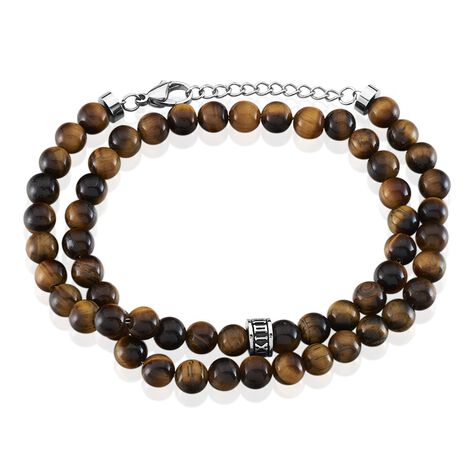 Bracelet Double Tour Boules Acier Gris Lachlan - Bracelets fantaisie Homme | Histoire d’Or