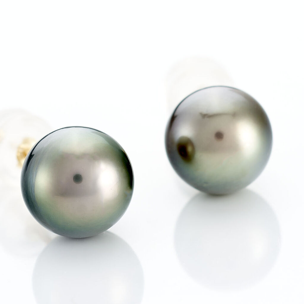 Boucles D'oreilles Puces Alper Or Jaune Perle De Culture De Tahiti - Clous d'oreilles Femme | Histoire d’Or