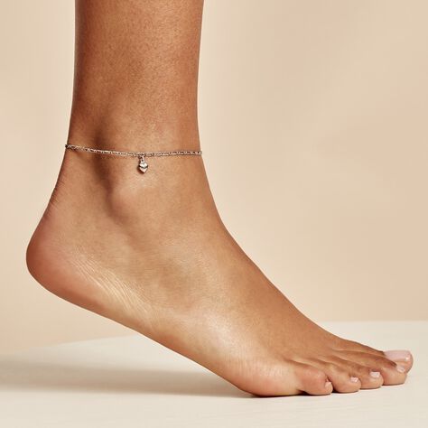 Chaîne De Cheville Laurelyn Maille Alternee 1/1 Argent Blanc - Chaînes de cheville Femme | Histoire d’Or