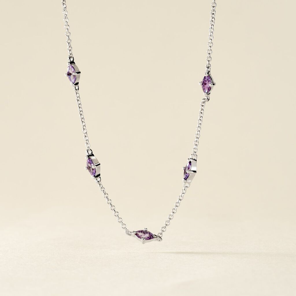 Collier Borya Argent Blanc Oxyde De Zirconium - Colliers fantaisie Femme | Histoire d’Or