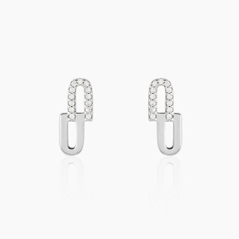 Boucles D'oreilles Puces Neema Argent Blanc Oxyde De Zirconium - Boucles d'oreilles fantaisie Femme | Histoire d’Or