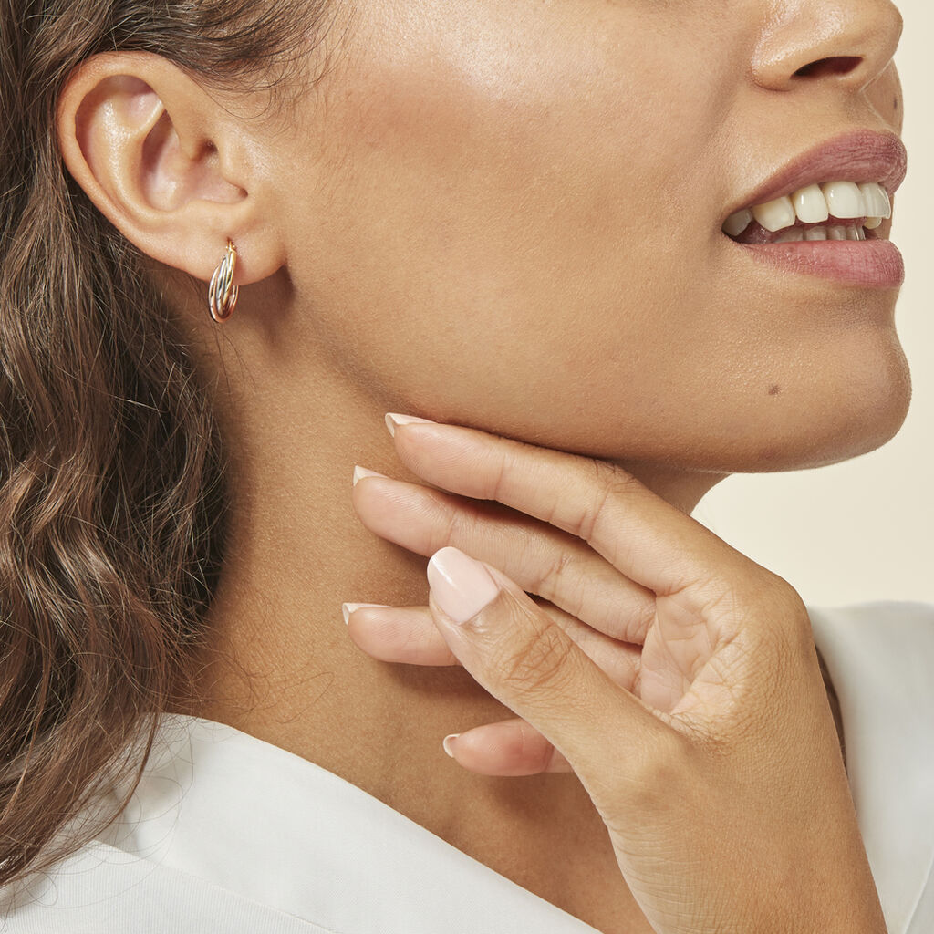 Cr&eacute;oles Tanya Or Tricolore - Boucles d'oreilles cr&eacute;oles Femme | Histoire d&rsquo;Or