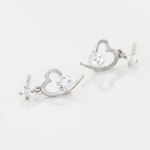 Boucles D'oreilles Puces Romance Or Blanc Oxyde De Zirconium - Boucles d'oreilles pendantes Femme | Histoire d&rsquo;Or