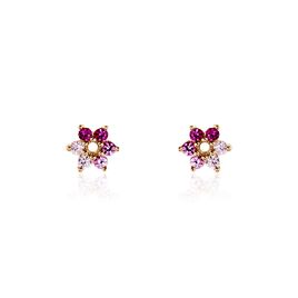 Boucles D'oreilles Puces Pavel Argent Rose Oxyde De Zirconium - Boucles d'oreilles fantaisie Femme | Histoire d’Or
