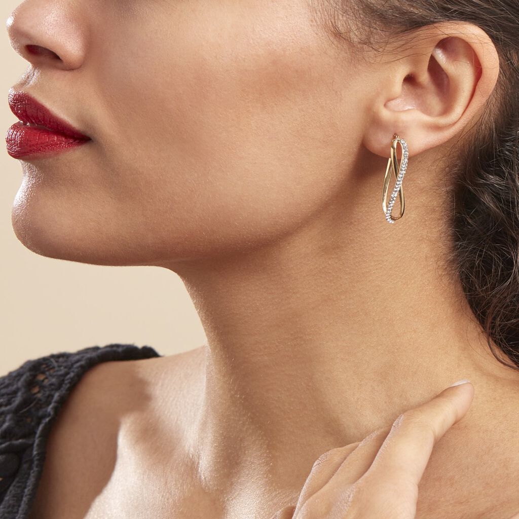 Créoles Domitilla Or Jaune Strass - Boucles d'oreilles créoles Femme | Histoire d’Or