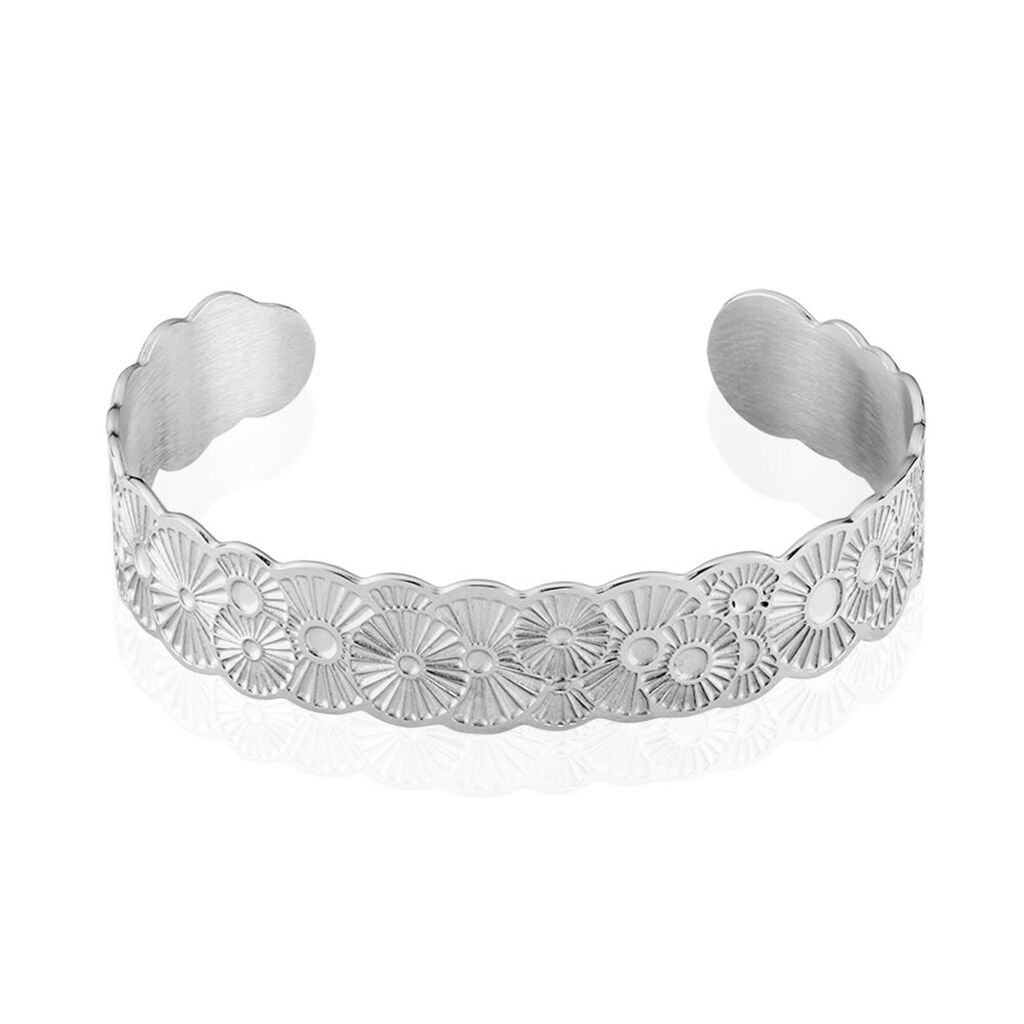 Bracelet Jonc Imagine Florette Acier Blanc - Bracelets joncs Femme | Histoire d&rsquo;Or