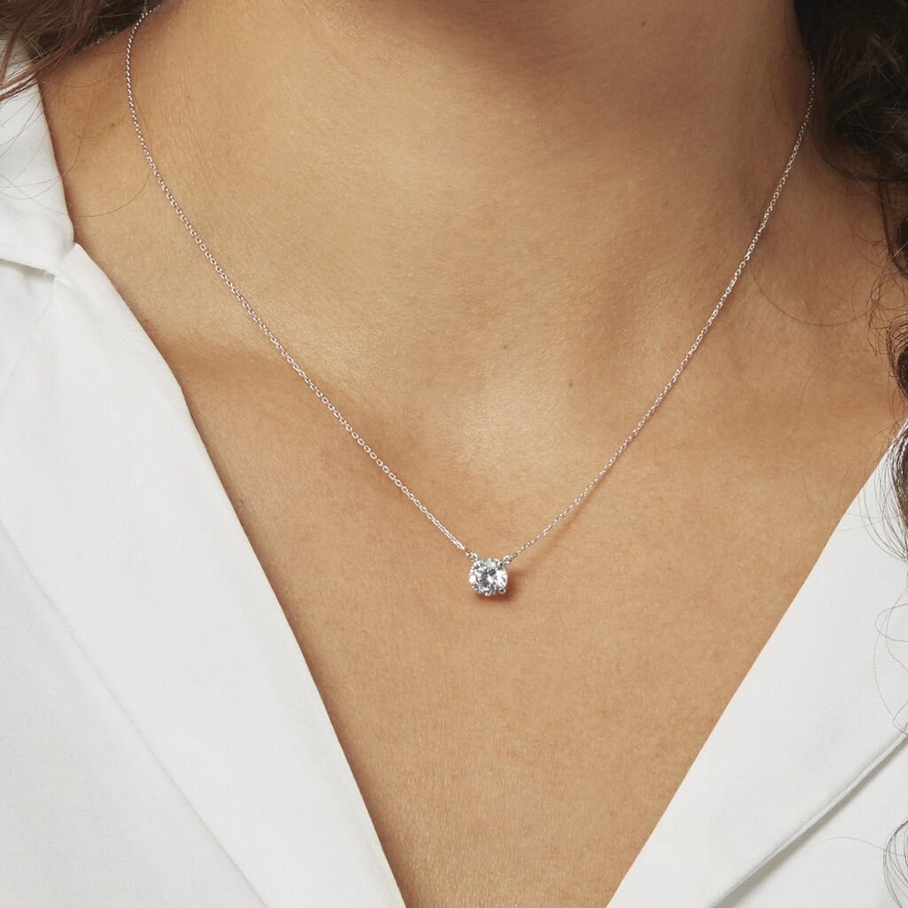 Collier Ponama Or Blanc Oxyde De Zirconium - Colliers Femme | Histoire d’Or