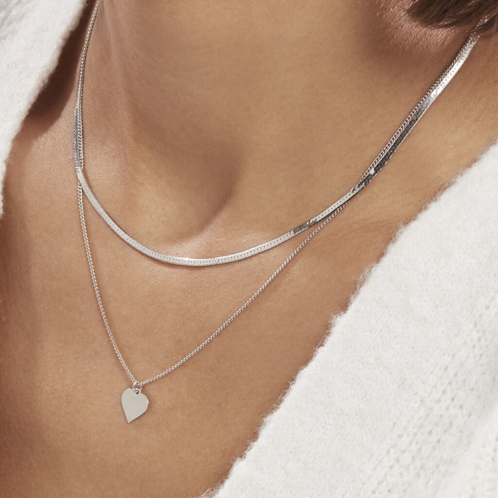 Collier Argent Blanc Sapphira - Colliers Coeur Femme | Histoire d’Or