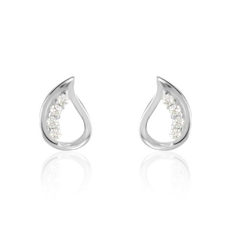 Boucles D'oreilles Puces Argent Blanc Sylvan Oxydes De Zirconium - Boucles d'oreilles fantaisie Femme | Histoire d’Or