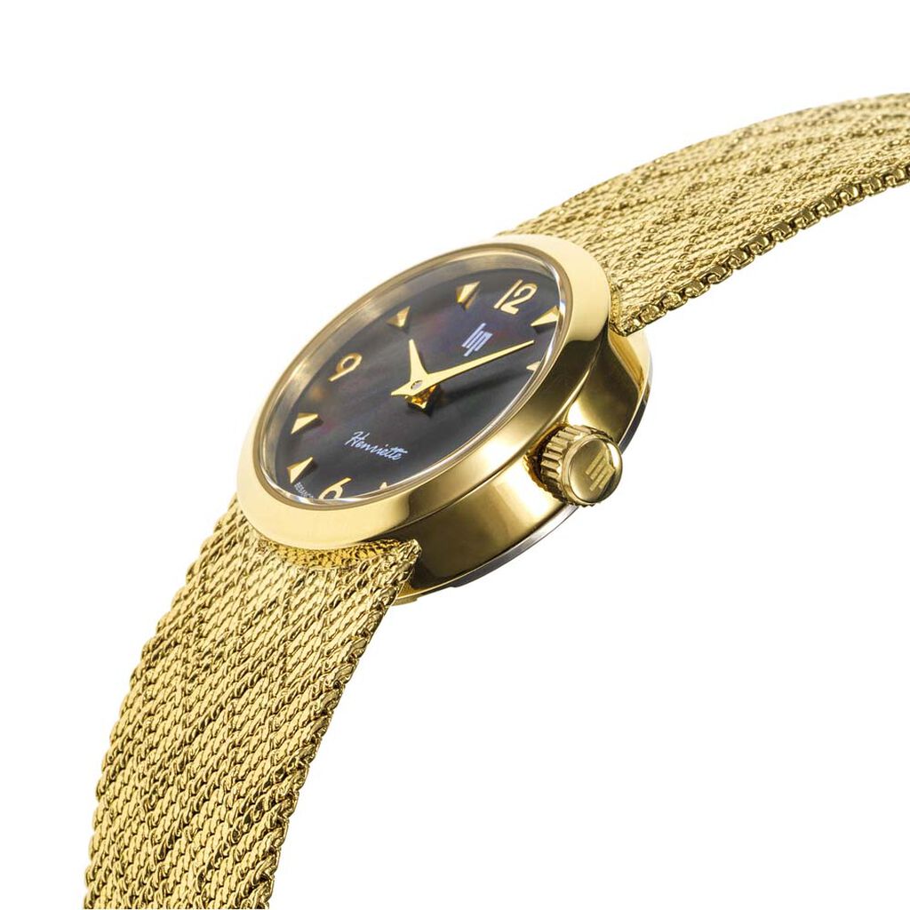Montre Lip Henriette 22 Nacre Noire - Id&eacute;es cadeaux Femme | Histoire d&rsquo;Or
