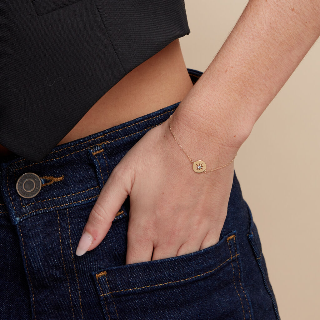Bracelet Or Jaune Evening Star Topaze Bleu London - Bracelets Femme | Histoire d’Or