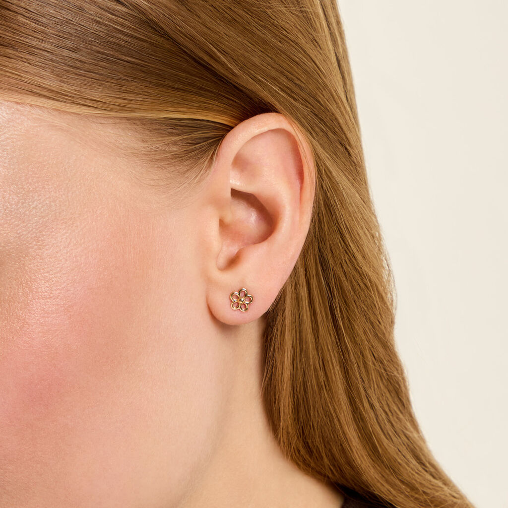 Boucles D'Oreilles Puces Philine Argent Dor&eacute; A L'Or 750/1000 - Boucles d'oreilles fantaisie Femme | Histoire d&rsquo;Or