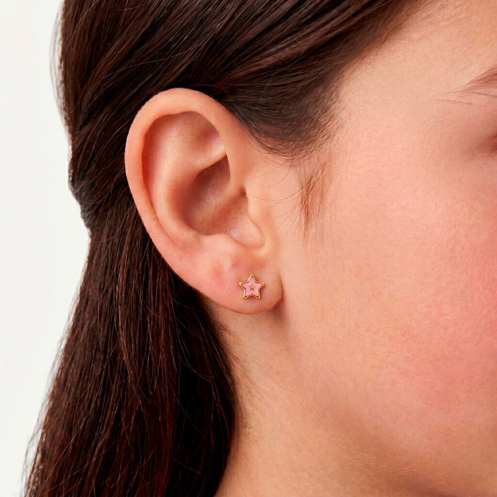 Boucles D'Oreilles Puces Chayim Or Jaune - Clous d'oreilles Enfant | Histoire d&rsquo;Or