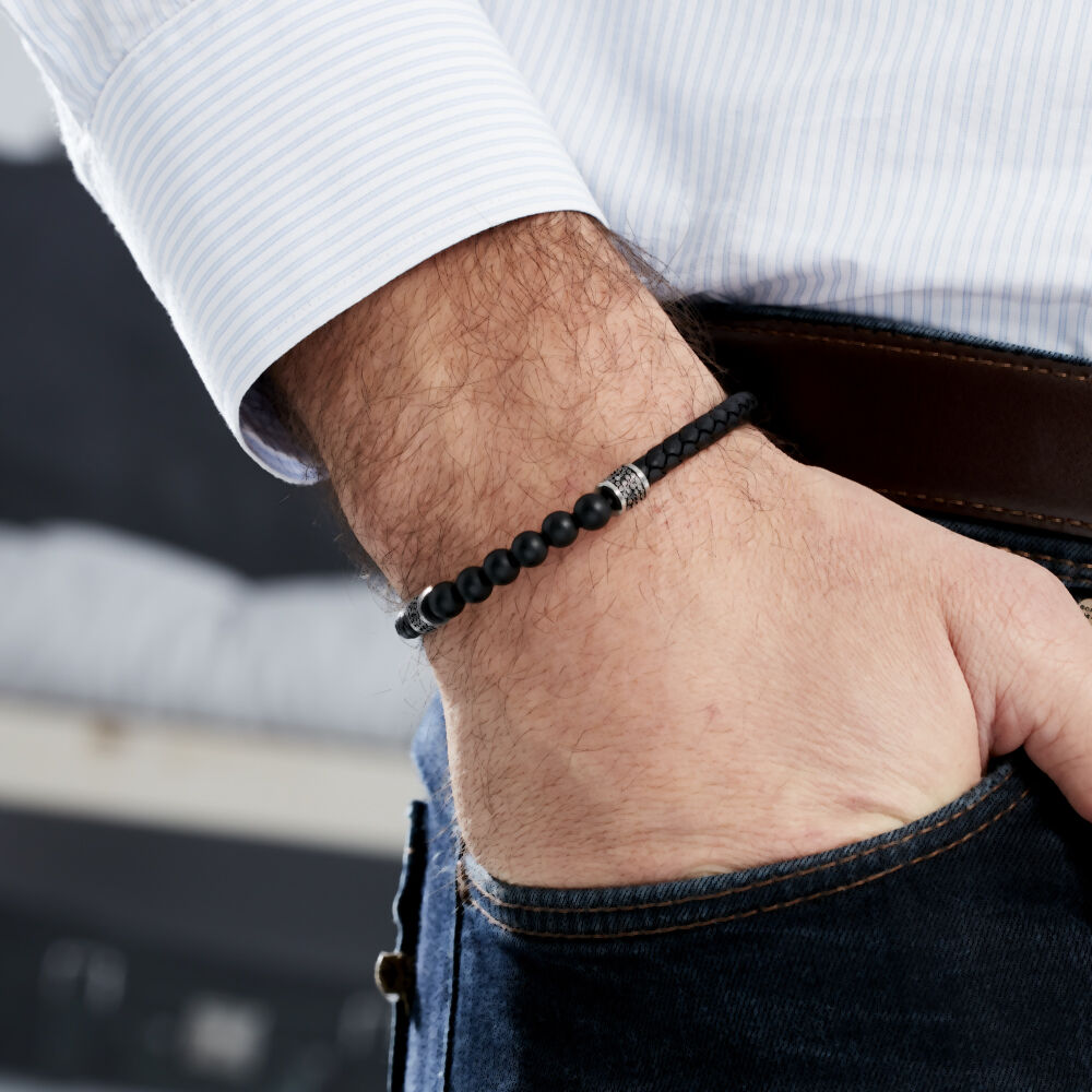 Bracelet FOSSIL en Cuir Noir - JA5747716 - Cleor
