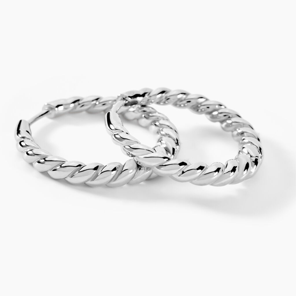 Créoles Ysanne Argent Blanc - Boucles d'oreilles créoles Femme | Histoire d’Or