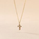 Collier Arene Croix Or Jaune Oxyde De Zirconium - Cadeaux de bapt&ecirc;me Famille | Histoire d&rsquo;Or