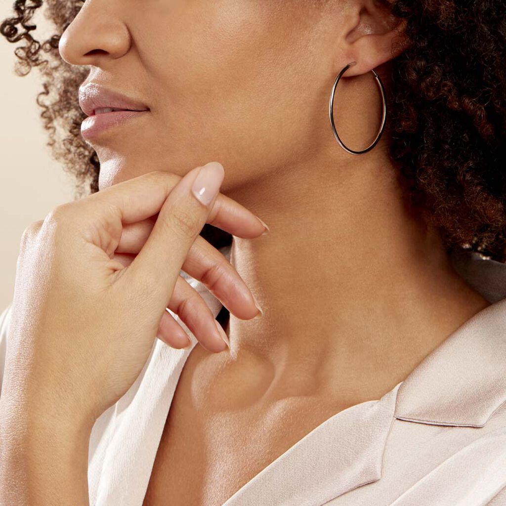 Créoles Argent Blanc Olympia - Boucles d'oreilles créoles Femme | Histoire d’Or
