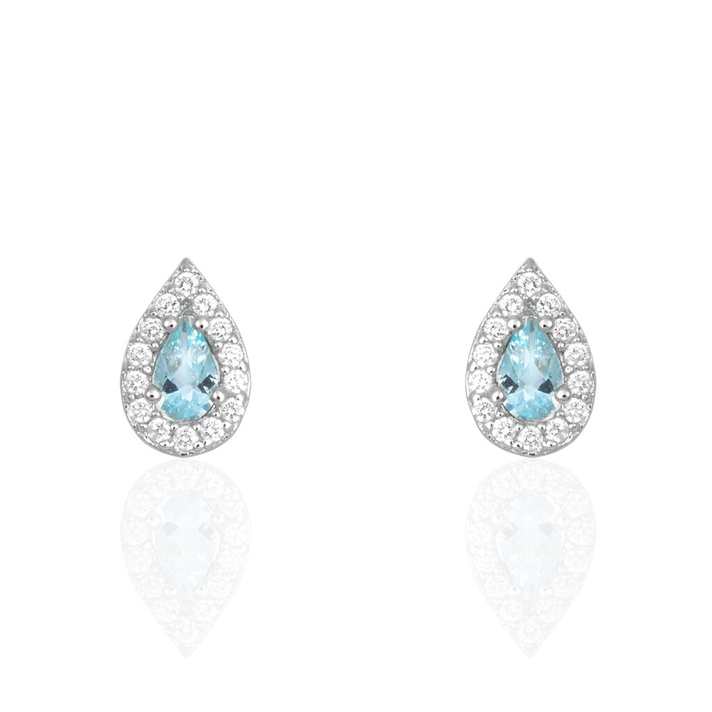 Boucles D'oreilles Puces Tania Argent Pierre De Synthese Et Oxyde - Boucles d'oreilles fantaisie Femme | Histoire d’Or
