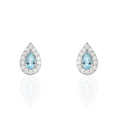 Boucles D'oreilles Puces Tania Argent Pierre De Synthese Et Oxyde - Boucles d'oreilles fantaisie Femme | Histoire d’Or