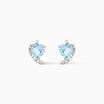 Boucles D'oreilles Puces Coeur In Love Or Blanc Topaze Et Oxyde - Clous d'oreilles Femme | Histoire d&rsquo;Or
