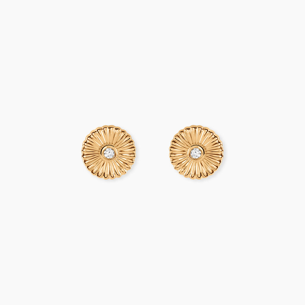 Boucles D'Oreilles Puces Sunrays Plaqu&eacute; Or Jaune Oxyde De Zirconium - Boucles d'oreilles fantaisie Femme | Histoire d&rsquo;Or
