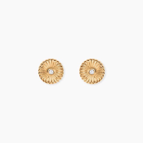 Boucles D'Oreilles Puces Sunrays Plaqu&eacute; Or Jaune Oxyde De Zirconium - Boucles d'oreilles fantaisie Femme | Histoire d&rsquo;Or
