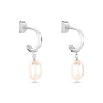 Cr&eacute;oles Petia Argent Blanc Perle De Culture - Boucles d'oreilles cr&eacute;oles Femme | Histoire d&rsquo;Or