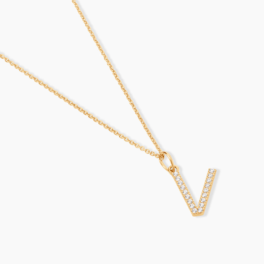 Pendentif Lettre V Or Jaune Oxyde - Cadeaux de naissance Femme | Histoire d&rsquo;Or