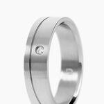 Bague Jourdan Acier Blanc Diamant Synth&eacute;tique - Bagues solitaires Homme | Histoire d&rsquo;Or