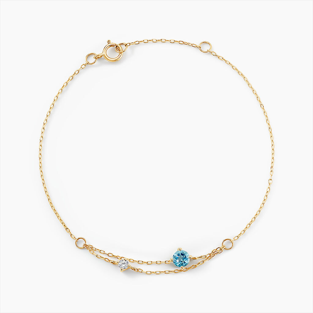 Bracelet Beaut&eacute; Bleut&eacute;e Or Jaune Topaze Oxyde De Zirconium - Bracelets Femme | Histoire d&rsquo;Or