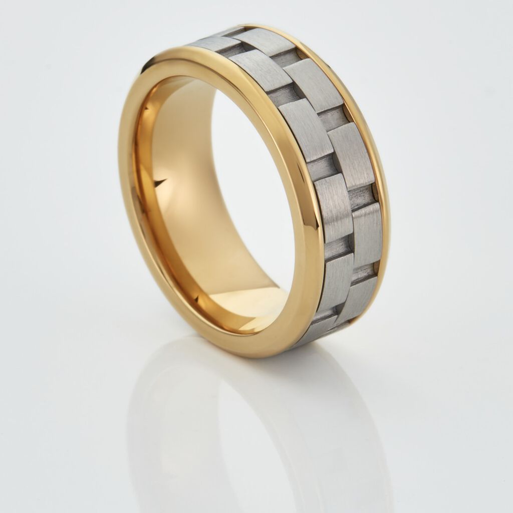 Bague Jourdan Oahu Acier Blanc Et Jaune - Bagues fantaisie Homme | Histoire d’Or