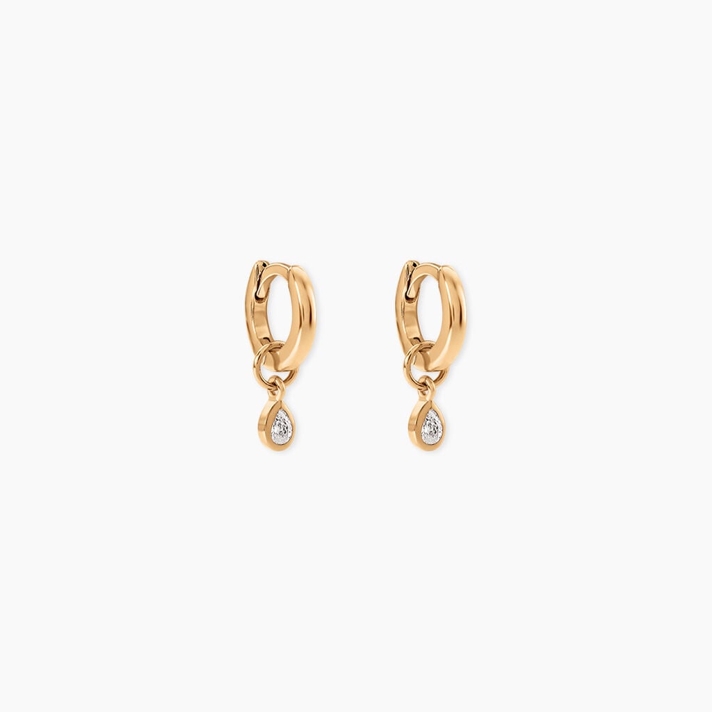 Cr&eacute;oles Lorianne Plaqu&eacute; Or Jaune Oxyde De Zirconium - Boucles d'oreilles cr&eacute;oles Femme | Histoire d&rsquo;Or
