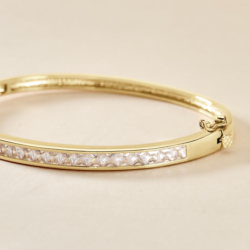 Bracelet Jonc Frieda Plaqu&eacute; Or Jaune Oxyde De Zirconium - Bracelets joncs Femme | Histoire d&rsquo;Or