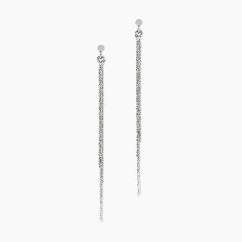 Boucles D'oreilles Pendantes Yalle Argent Blanc - Boucles d'oreilles fantaisie Femme | Histoire d&rsquo;Or