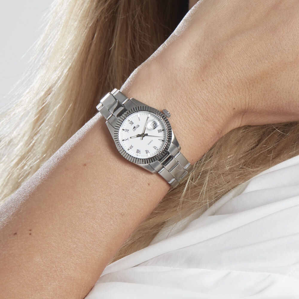 Montres Lotus 15822 1 Acier Boucle d ployante simple Blanc Ronde